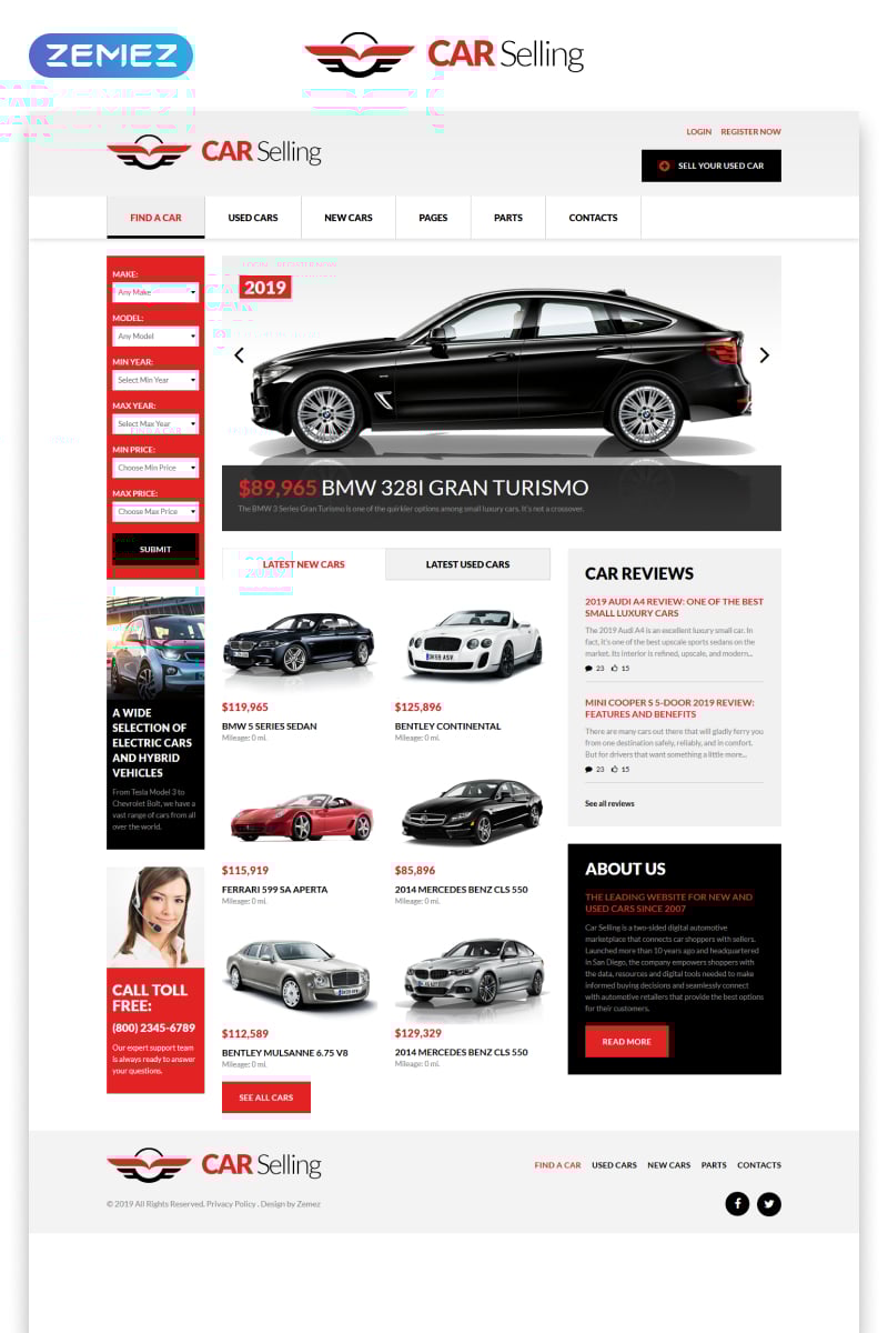 Modello Siti Web Responsive #51380 "Car Selling - Car Dealer Multipage Clean HTML"
