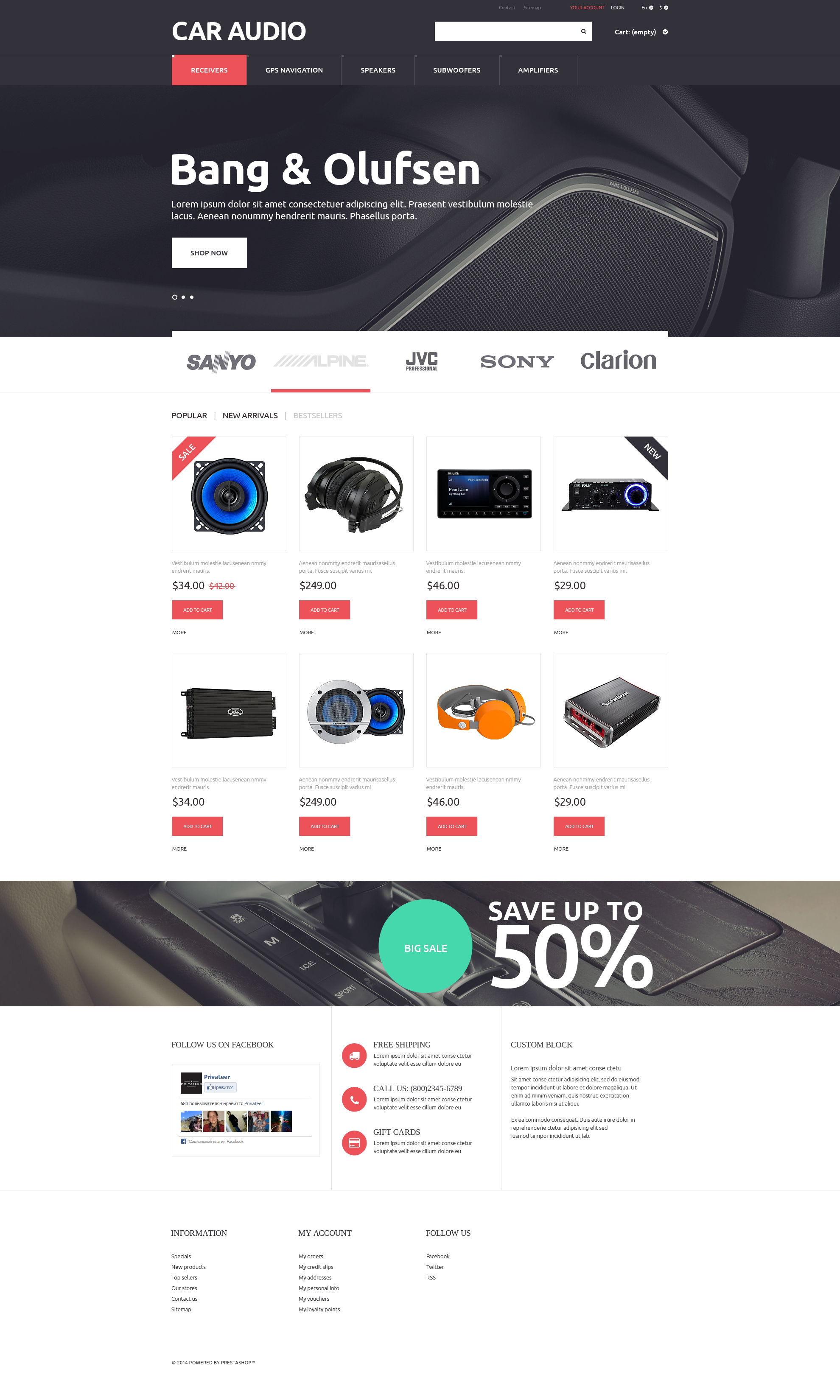 Reszponzív Car Audio Video PrestaShop sablon 51320 - képernyőkép