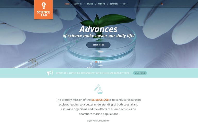 Science Lab Responsive WordPress Theme Big Screenshot Science Lab WordPress Theme New Screenshots BIG