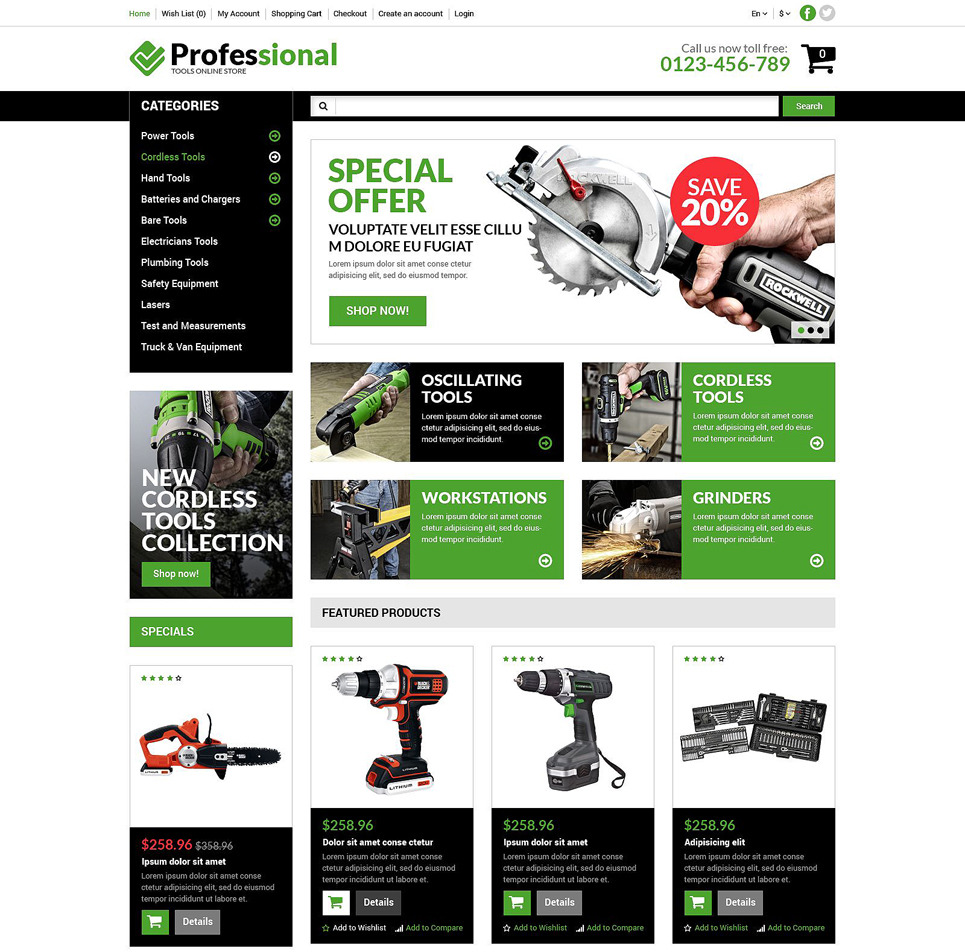 Tools & Equipment Responsive OpenCart Theme Big Screenshot Tools & Equipment Responsive OpenCart Template New Screenshots BIG