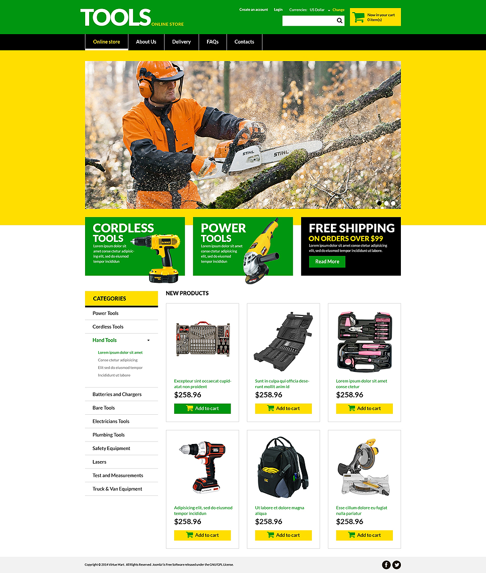 Tools & Equipment VirtueMart Template New Screenshots BIG