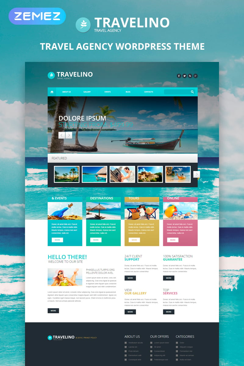 Travel Agency Responsive WordPress Theme 51349