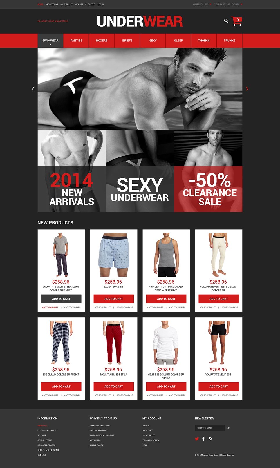 Underwear for Men Magento Theme New Screenshots BIG