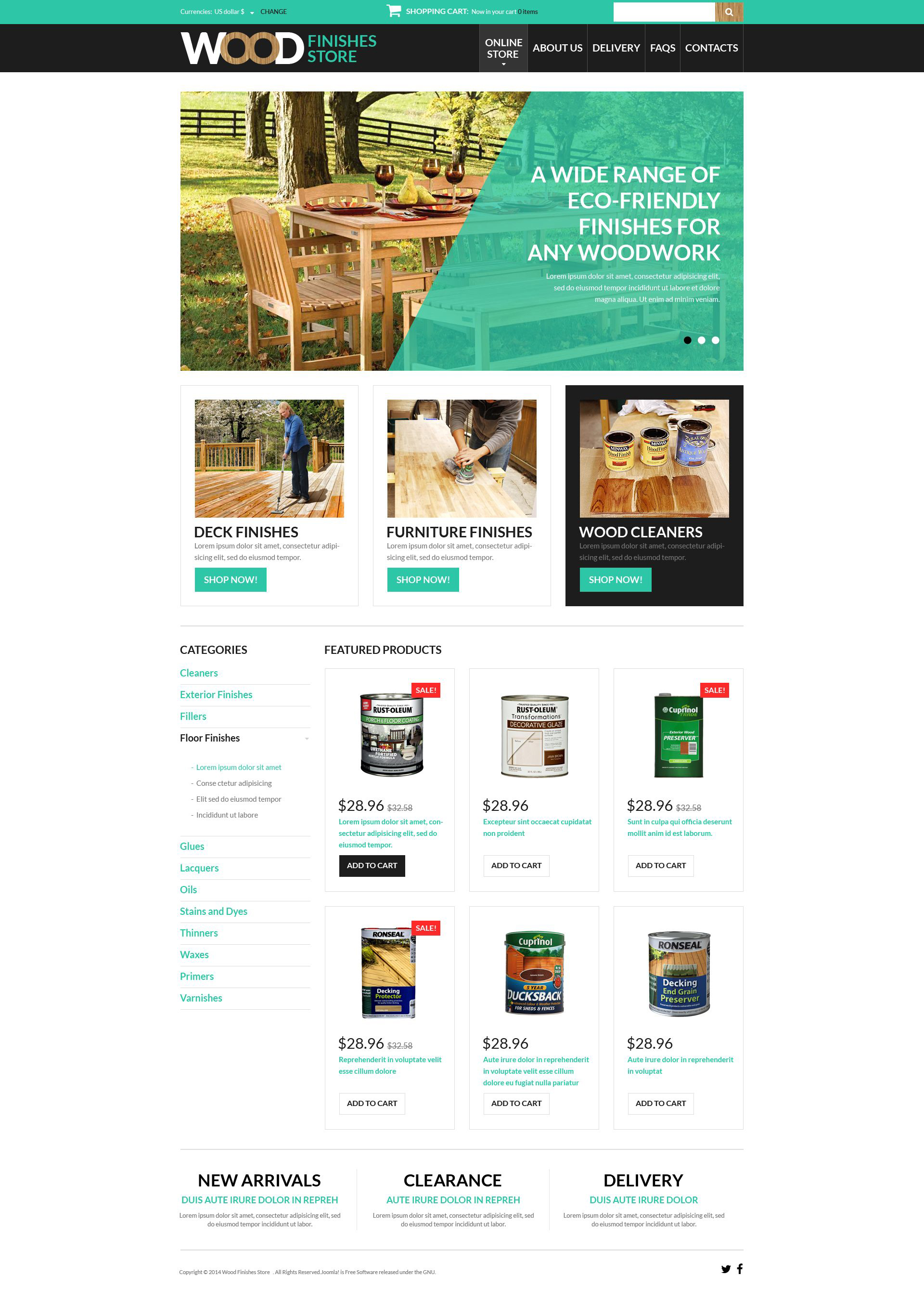 "Wood Finishes Store" VirtueMart Template №51366 - screenshot
