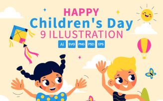 9 Happy Children's Day Vector Illustration