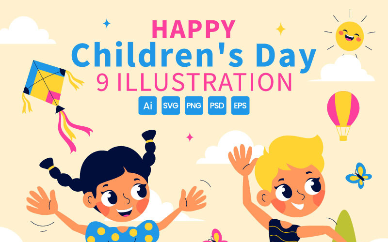 9 Happy Children's Day Vector Illustration