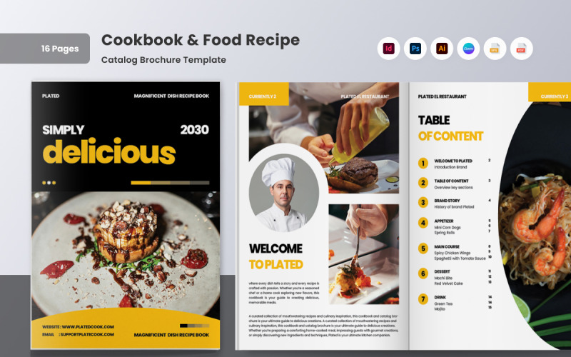 Stylish Food Recipe Catalog Magazine Template
