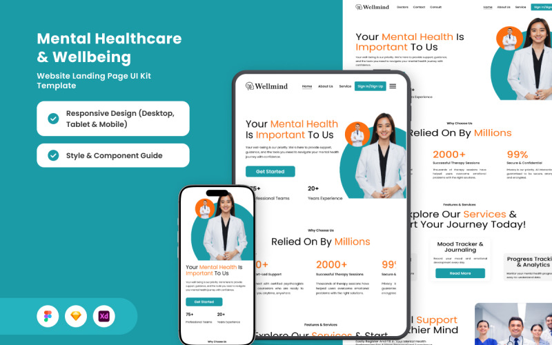 Wildmind - Mental Wellness Landing Page UI Element