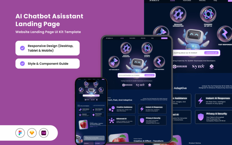 Bublo - Smart AI Chatbot Assistant Landing Page UI Element