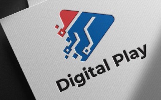 Digital Play Pixel Circuit Modern Technology Logo Template