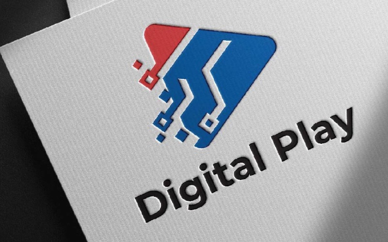 Digital Play Pixel Circuit Modern Technology Logo Template