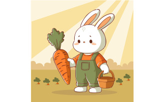 Easter with Charming Rabbit with Carrot