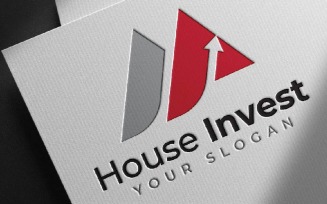 House Home Business Invest Up Arrow Negative Space Triangle Logo Template