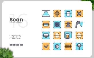 16 Scan Colored Icons Set