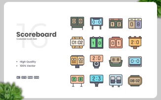 16 Scoreboard Colored Icons Set