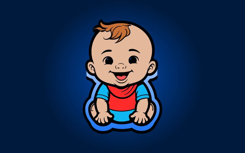 Cute Baby Laughing Mascot Logo Template