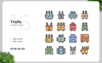 16 Trafo Colored Icons Set
