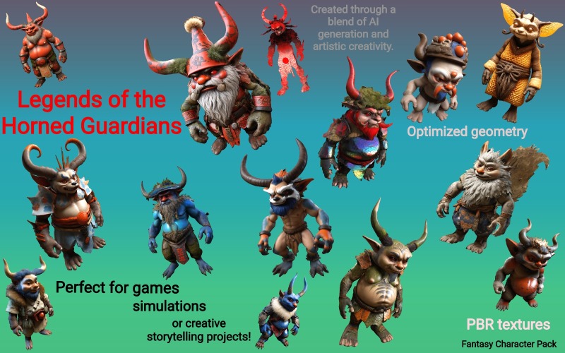 Legends of the Horned Guardians 3D Model