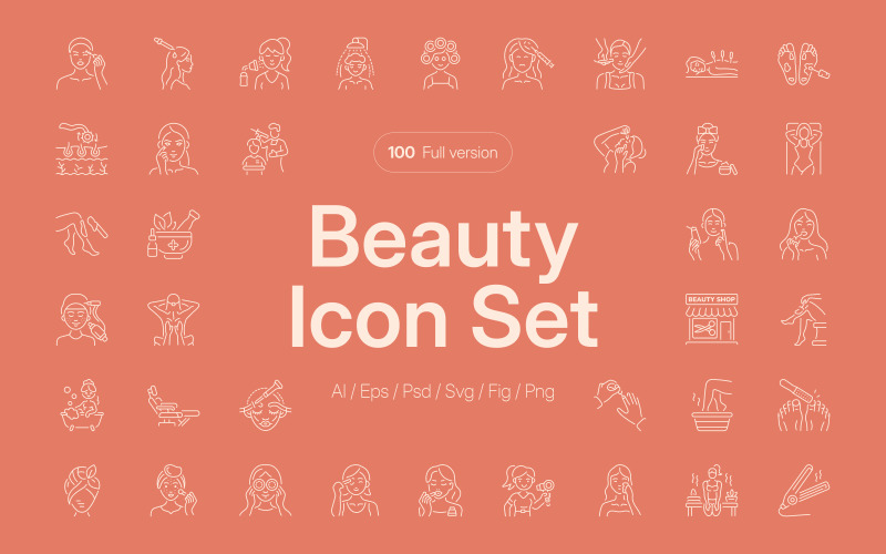 Modern Beauty Icon Art Set Icon Set