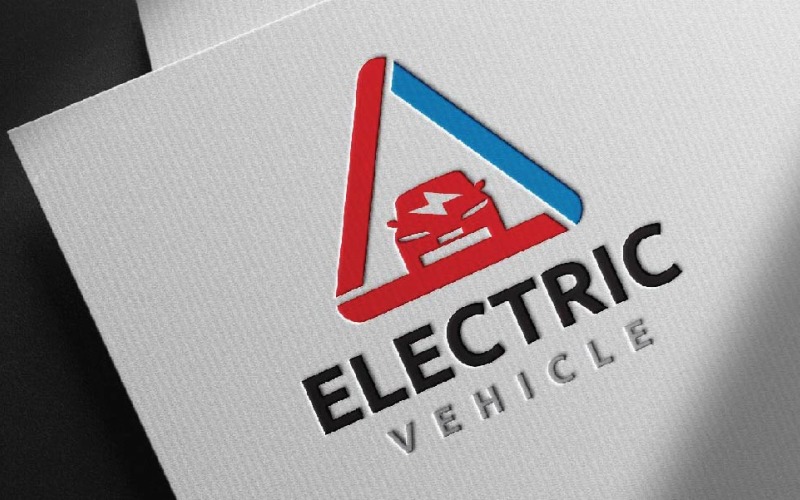 Modern Electric Car Vehicle Triangle Silhouette Logo Template