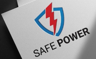 Safe Power Lightning Shield Guard Protection Logo Template
