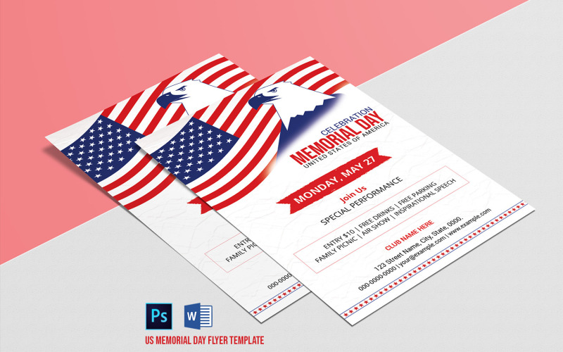 US Memorial Day Event Flyer Template Corporate Identity