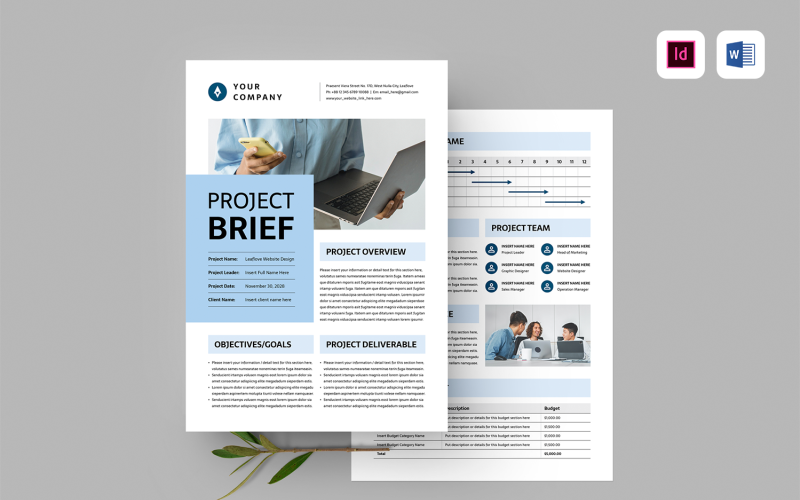 Project Brief Template | Microsoft Word & Adobe Indesign Corporate Identity