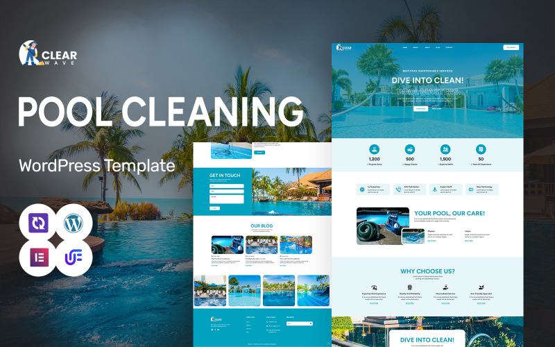 Clear Wave - Pool Cleaning, Maintenance And Installation WordPress Elementor Theme WordPress Theme