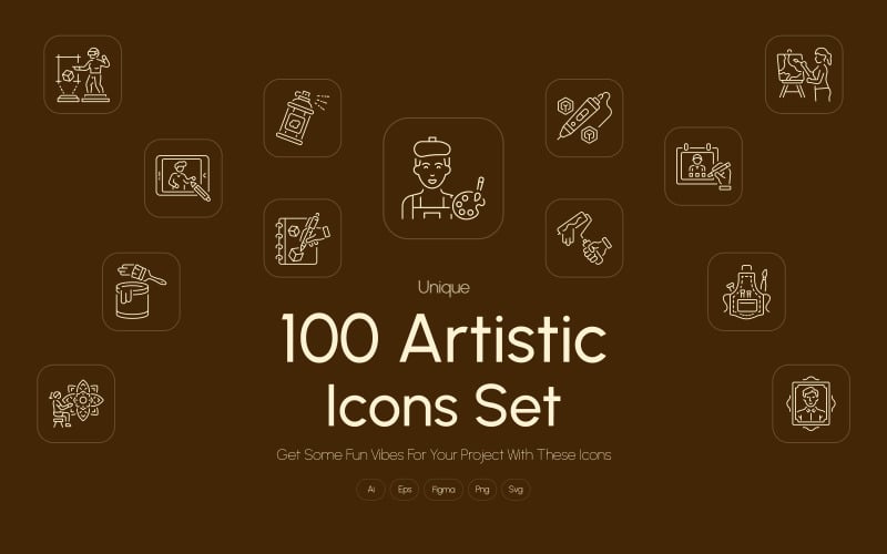 Modern Artistic Icons Set Icon Set