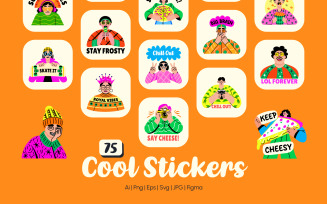 Modern Cool Stickers Icon Set
