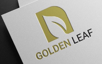N Shaped Golden Leaf Minimalist Eco Branding Logo Template