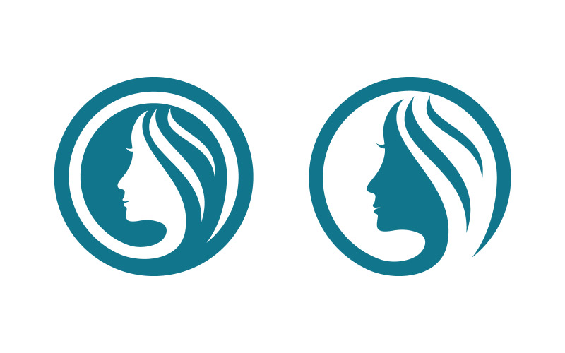 Beautiful Woman hair face character logo illustration v.15 Logo Template