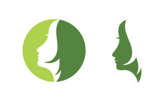 Beautiful Woman hair face character logo illustration v.16