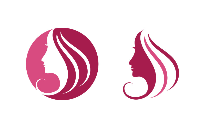 Beautiful Woman hair face character logo illustration v.1 Logo Template