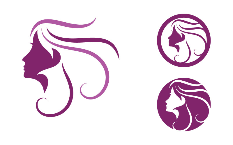Beautiful Woman hair face character logo illustration v.5 Logo Template