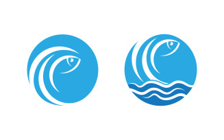 Fish icon illustration Logo template design v.10