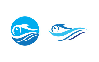 Fish icon illustration Logo template design v.11