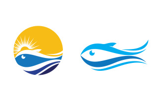 Fish icon illustration Logo template design v.12