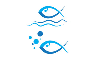 Fish icon illustration Logo template design v.14