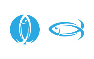 Fish icon illustration Logo template design v.6