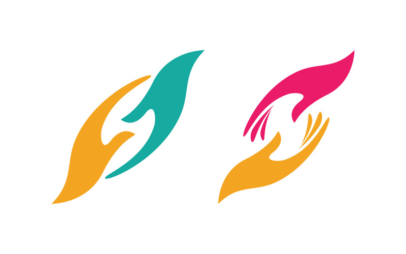 Hand help concept together Logo design template v.3 Logo Template