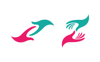 Hand help concept together Logo design template v.6
