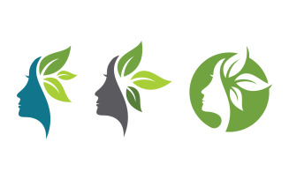 Beautiful Woman hair face character logo illustration v.6