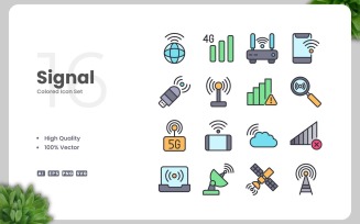 16 Signal Colored Icons Set