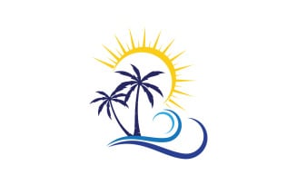 Palm tree summer beach icon illustration v.1