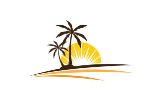 Palm tree summer beach icon illustration v.2