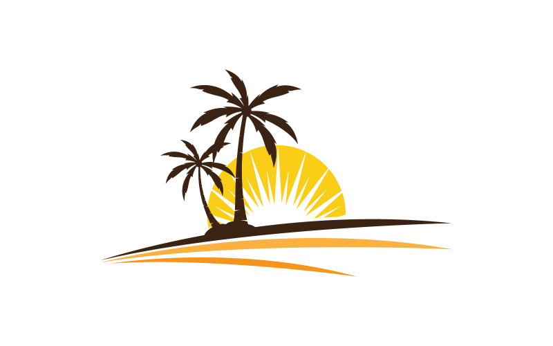 Palm tree summer beach icon illustration v.2 Logo Template