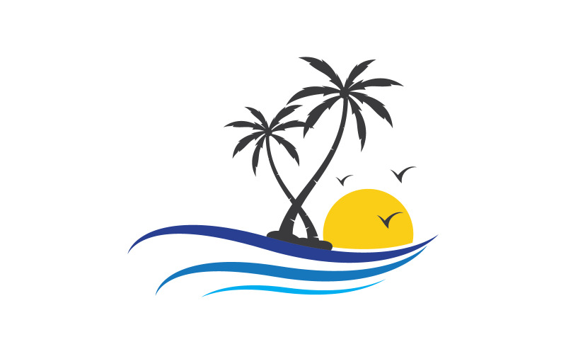 Palm tree summer beach icon illustration v.3 Logo Template