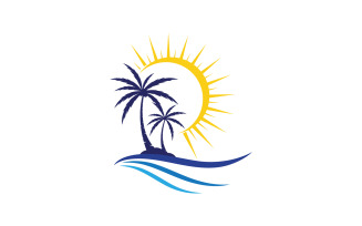 Palm tree summer beach icon illustration v.4