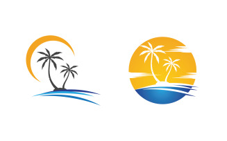 Palm tree summer beach icon illustration v.5